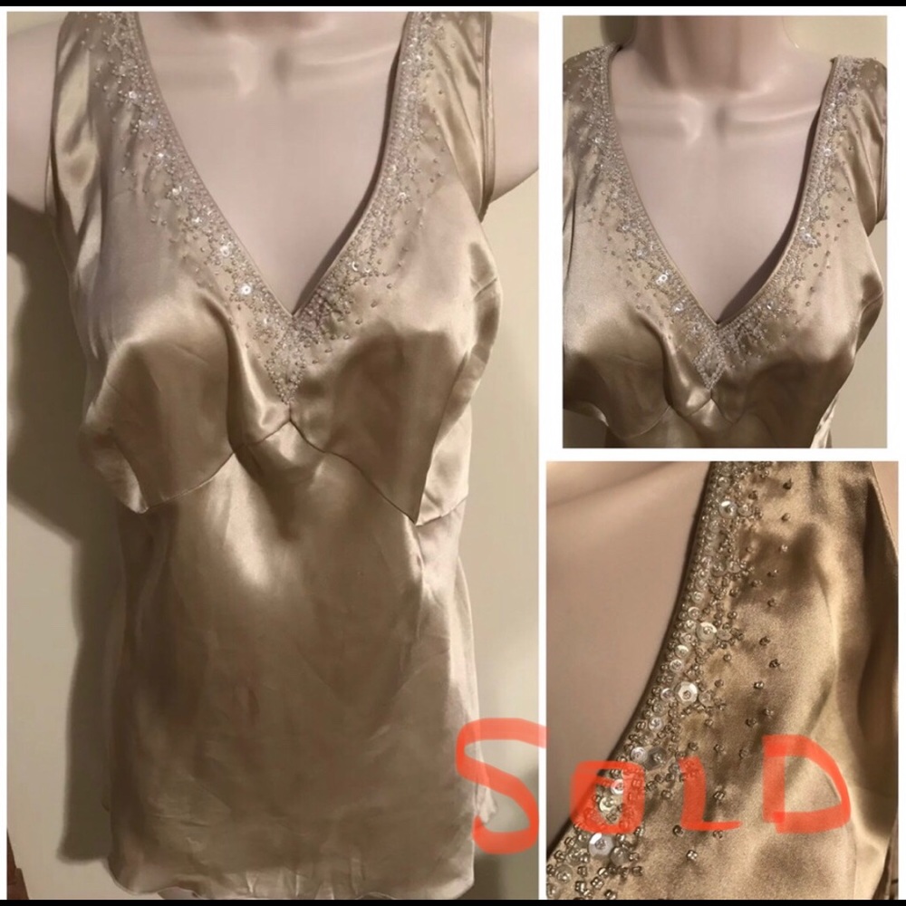 Nine West HOT 9 Satin Cami Shell Top Tank BLING - Picture 1 of 7